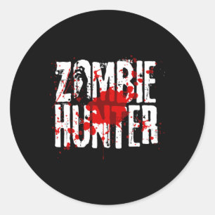 Adesivo Redondo Zombie Hunter Design Para Meninas No Dia Das Bruxa