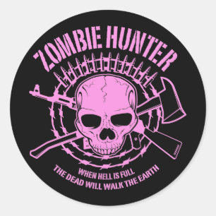 Adesivo Redondo Zombie Hunter Sticker
