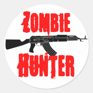 Adesivo Redondo Zombie Hunter Sticker