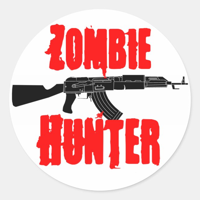 Adesivo Redondo Zombie Hunter Sticker (Frente)
