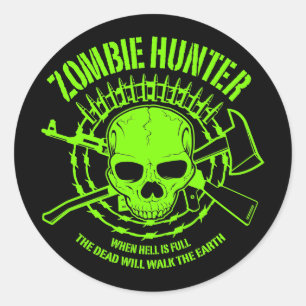 Adesivo Redondo Zombie Hunter Sticker