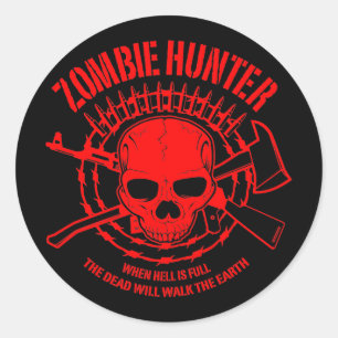 Adesivo Redondo Zombie Hunter Sticker