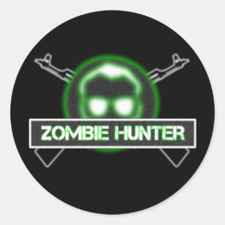 Adesivo Redondo Zombie Hunter Stickers
