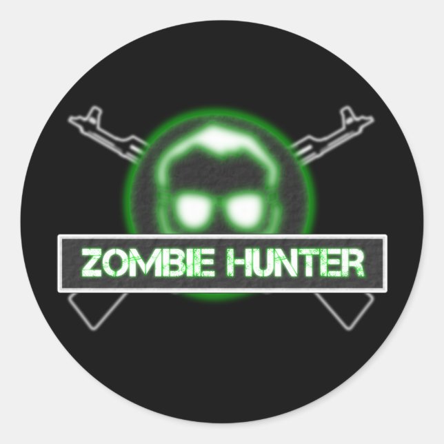 Adesivo Redondo Zombie Hunter Stickers (Frente)