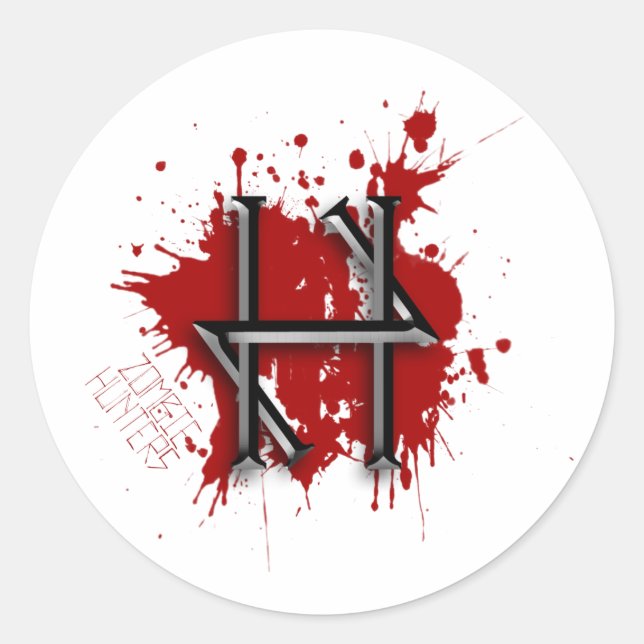 Adesivo Redondo Zombie Hunter Stickers (Frente)
