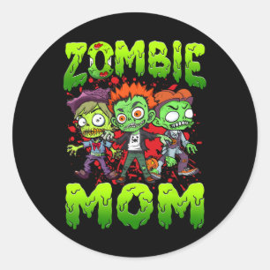 Adesivo Redondo Zombie Mãe, Figurino de Halloween