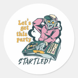 Adesivo Redondo Zombie Music DJ Retro Halloween Party