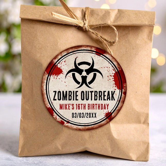 Adesivo Redondo Zombie Party rusty (Criador carregado)