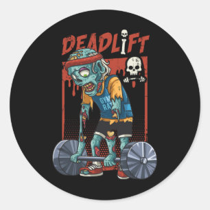 Adesivo Redondo Zombie Peso de Deadelevador Levantando Malhação G