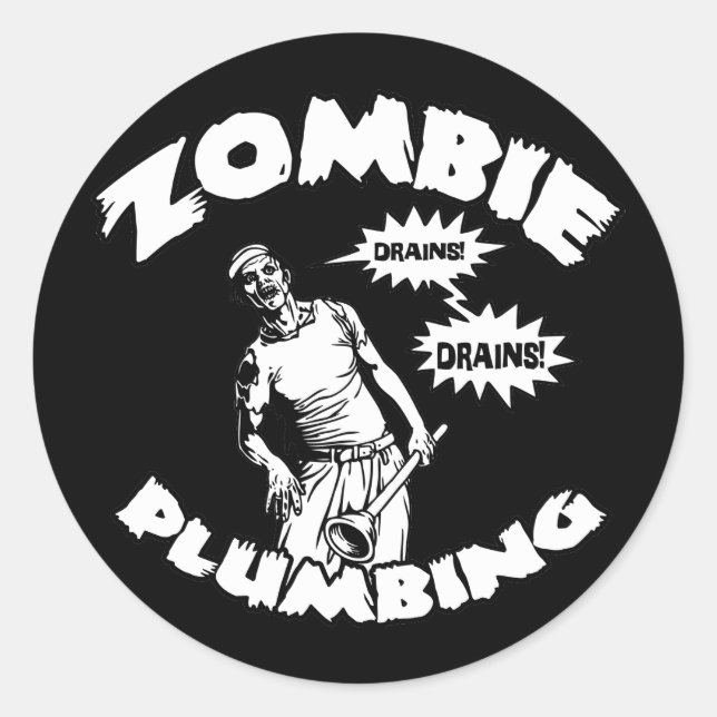 Adesivo Redondo Zombie Plumbing (Frente)