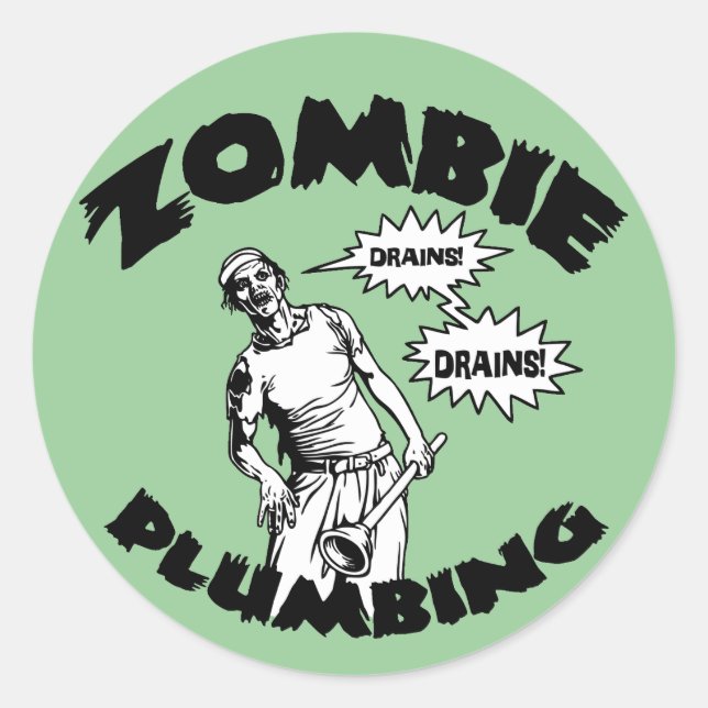 Adesivo Redondo Zombie Plumbing (Frente)