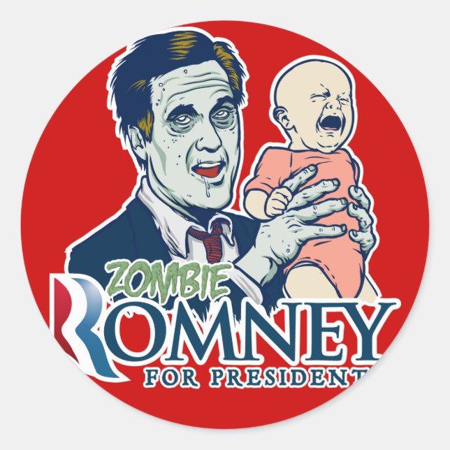 Adesivo Redondo Zombie Romney Sticker (Frente)