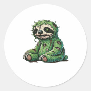 Adesivo Redondo Zombie Sloth Halloween Zombie Sloth Zombie Lover C