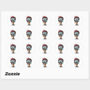 Adesivo Redondo Zombie Stickers, Sorvetes Engraçados