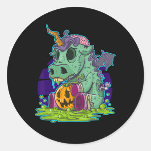 Adesivo Redondo Zombie Unicorn Halloween Figurume Fantasma-Mummy