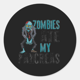 Adesivo Redondo Zombies Comem Meu Pâncreas Diabetes Halloween