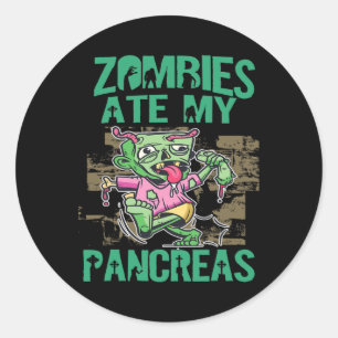 Adesivo Redondo Zombies Comem Meu Pâncreas Diabetes Sensibilização