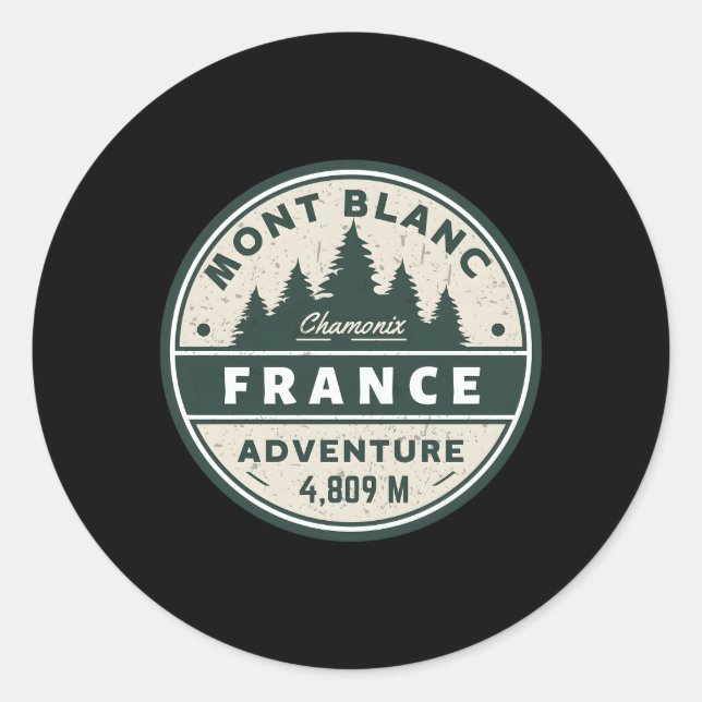 Adesivo Redondo Zona De Estância Do Chamonix Mont Blanc Na França  (Frente)