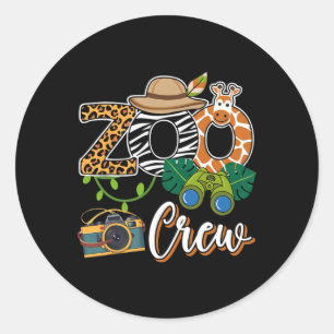 Adesivo Redondo Zoo Giraffe Crew Safari Animal Zoo Crianças Fie