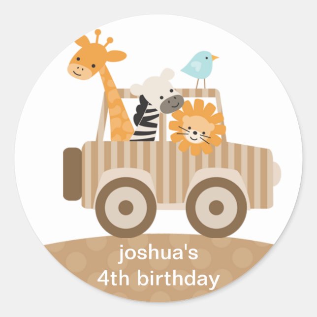 Adesivo Redondo Zoo Safari Stickers (Frente)