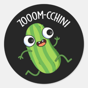 Adesivo Redondo Zoom-chchini Funny Zucchini Pun Dark BG