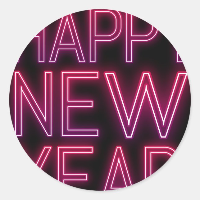 Adesivo Redondo Zoom no Gradiente Roxo Ano Novo (Frente)