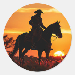 Adesivo Redondo ZOYNK Cowboy Sunset 0023384
