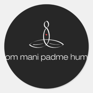 Adesivo Redondo Zumbido do OM Mani Padme - estilo regular branco