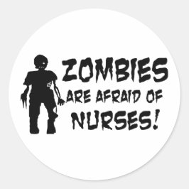 Adesivo Redondo Zumbis têm medo de enfermeiras