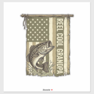 Adesivo Reel Avô Legal Camisa de Pesca de Bass Vintage Des