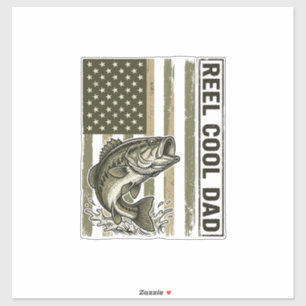 Adesivo Reel Cool Dad Bass Fishing Flag Vector Design_1