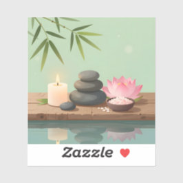 Adesivo Reflexão Tranquila – Vinil Quadrado Paisagem Zen