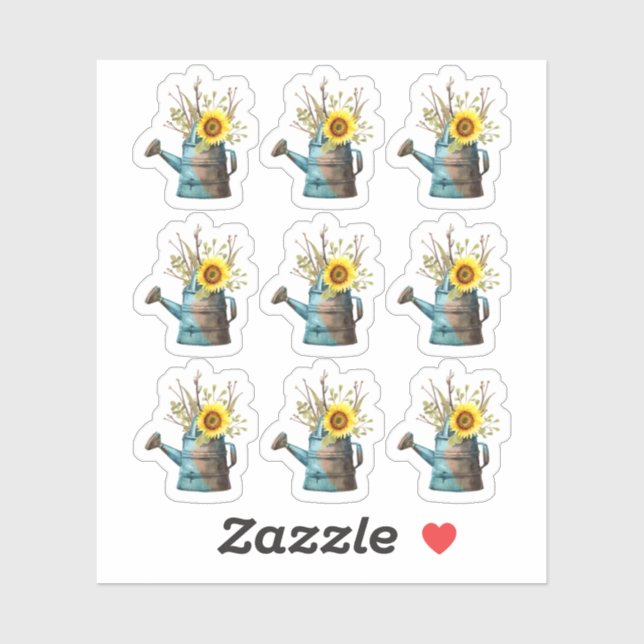 Adesivo Regador Floral Rústico de Girassol para Jardim Fol (Folha)