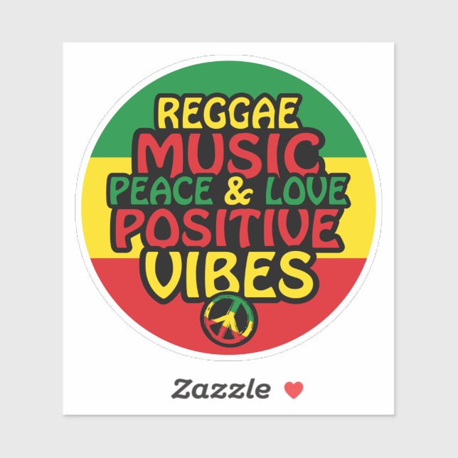 Adesivo Reggae design com aspas positivas e sinalizador re (Folha)