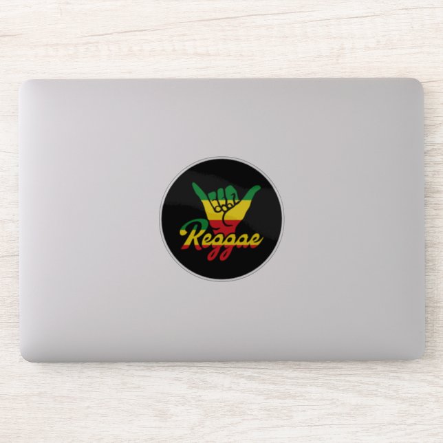 Adesivo Reggae Shaka Mãos com cores reggae (Computador)