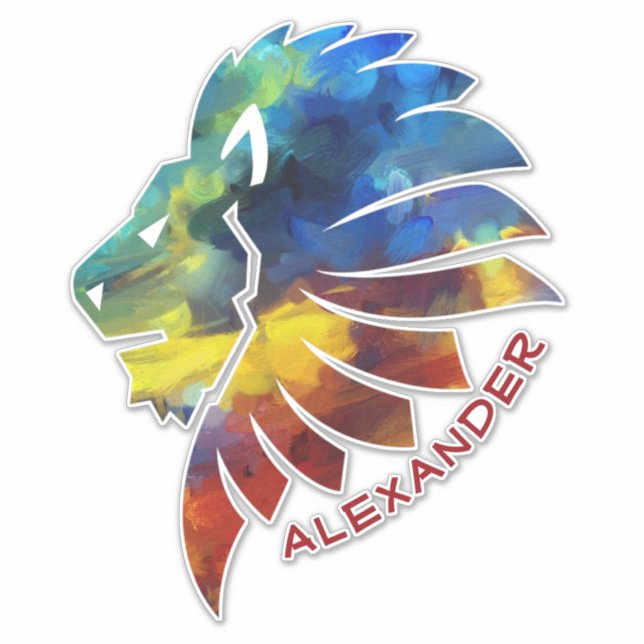 Adesivo Rei da selva, nome de aquarela monograma (Frente)