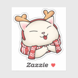 Adesivo Reindeer Cat de Natal com Scarf