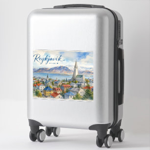 Adesivo Reiquiavique Islândia aquarela de lembrança
