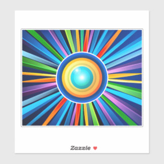 Adesivo Relógio de parede moderno com o sol radial vibrant