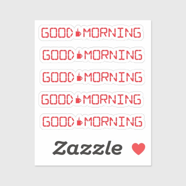 Adesivo Relógio Digital Boa Manhã Café Mug Pancinho (Folha)