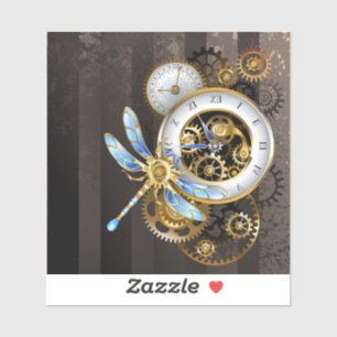Adesivo Relógio Steampunk com Dragonfly Mecânica