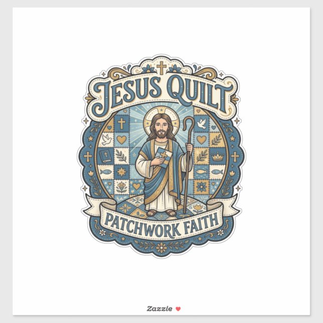 Adesivo Remendo de Colcha de Jesus Fé Patchwork Jesus Colc (Folha)