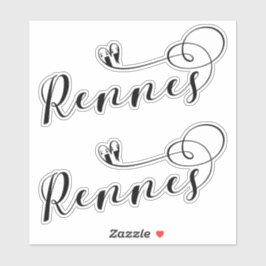 Adesivo Rennes Flag in Heart, Roazhon, Breton