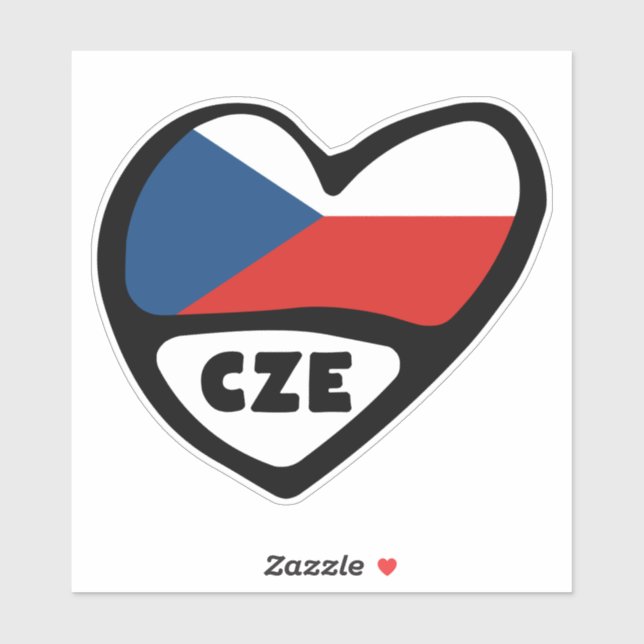 Adesivo República Checa Código do país Flag Heart, CZE (Folha)
