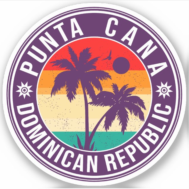 Adesivo República Dominicana do Punta Cana - Retro Souveni (Frente)