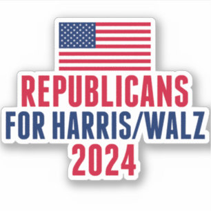 Adesivo Republicanos pelo Harris Walz American Flag Laptop