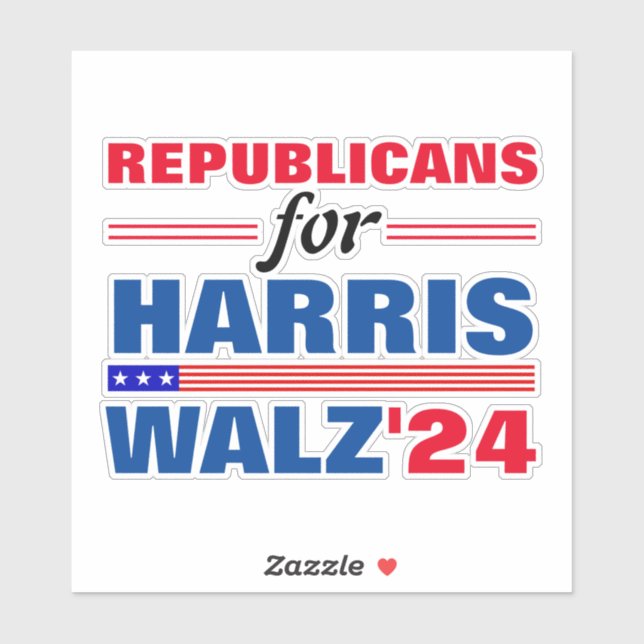 Adesivo Republicanos por Harris Walz Red Blue (Folha)