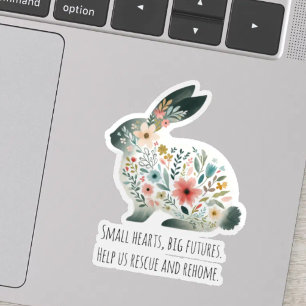 Adesivo Resgate de Coelho Floral em Aquarela Pastel Suave