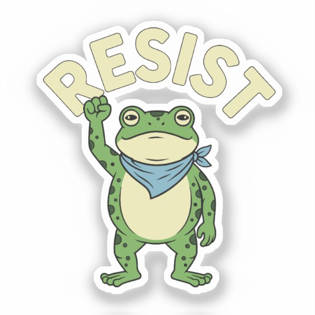 Adesivo Resist Frog Illustration STICKER, Cute Protest Fro (Frente)