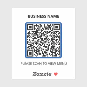 Adesivo Restaurante Azul Verificação de Código QR para Men